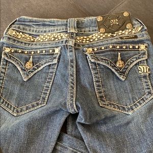 MissMe Embellished Stone Jeans Sz 25, hemmed
